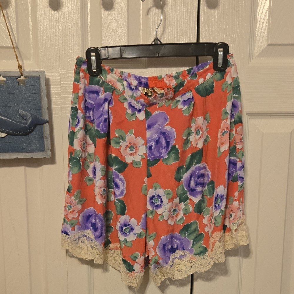 Victoria's Secret Floral Print Shorts with Lace Detail
